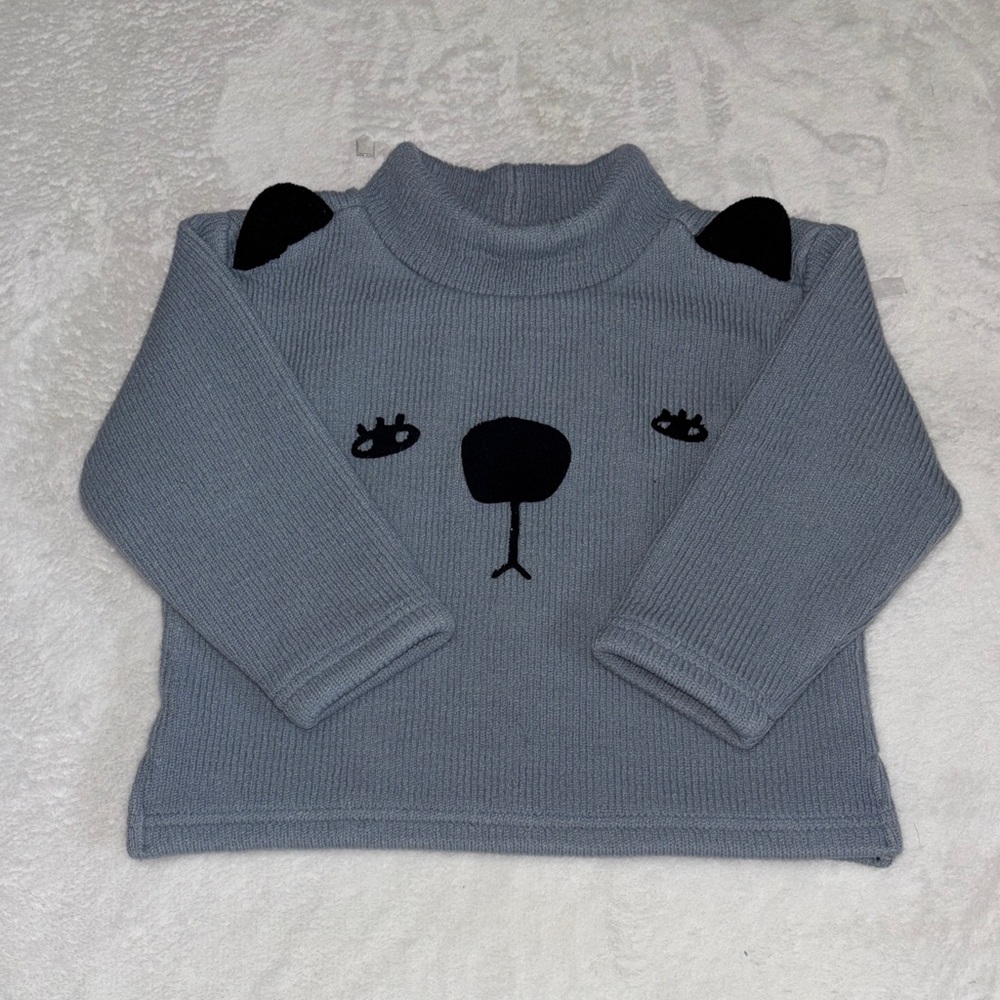 Light blue Bear Face Knit Sweater